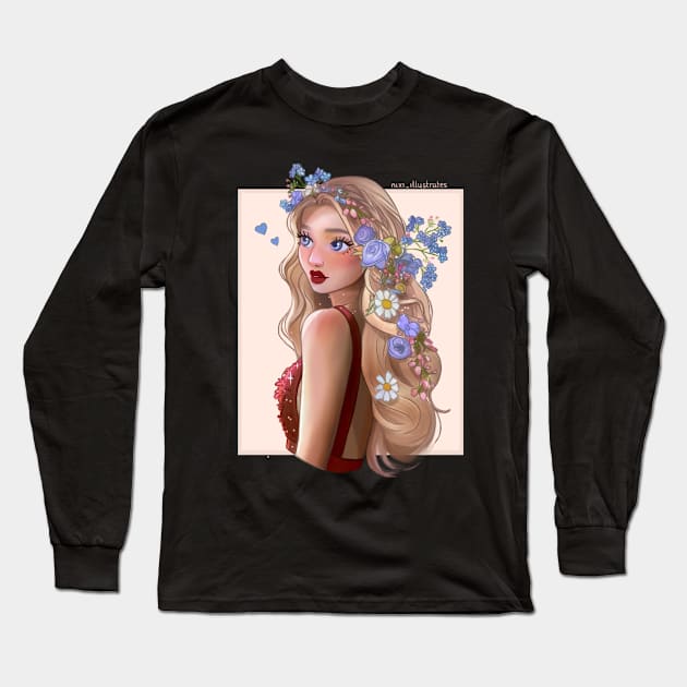 Flowers in her hair Long Sleeve T-Shirt by Nixi